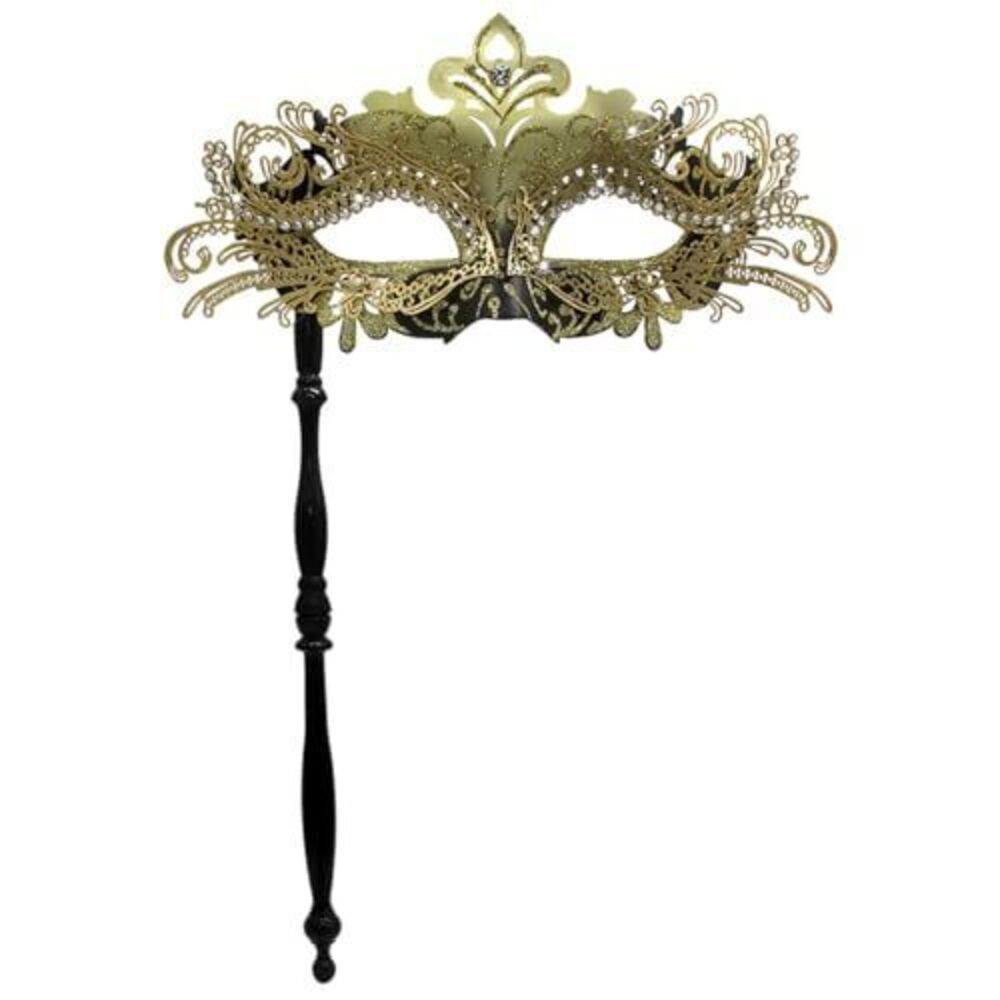 2672 Masquerade Mask with Stick, Handheld Mardi Gras Mask,Venetian Party